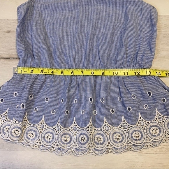 American Rag Striped Peplum Eyelet Tank, Blue-White, Size Medium - Picture 12 of 13